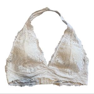 Marilyn Monroe white lace padded halter bralette size XL NWOT